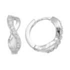 Dana Buchman Cubic Zirconia Crisscross Nickel Free Hoop Earrings, Women's, Silver
