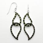 Silver Plated Crystal And Marcasite Leaf Drop Earrings, Women's, Green