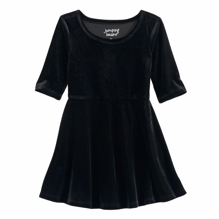 Toddler Girl Jumping Beans&reg; Velvet Skater Dress, Size: 5t, Black