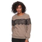 Women's Apt. 9&reg; Lace Crewneck Sweatshirt, Size: Xxl, Dark Beige