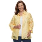 Plus Size Alfred Dunner Studio Burnout 2 Piece Blouse & Camisole Set, Women's, Size: 18 W, Yellow