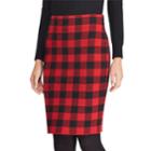 Women's Chaps Plaid Pencil Skirt, Size: Small, Red