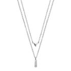 Crystal Sterling Silver Stick & Pyramid Necklace Set, Women's, Grey