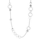 Long Glittery Disc Circle Link Necklace, Women's, Silver