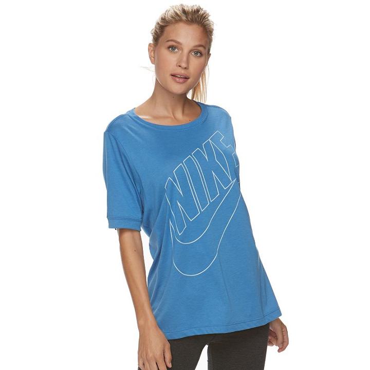 Women's Nike Sportswear Swoosh Graphic Tee, Size: Small, Blue Other