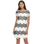 Women's Suite 7 Striped Lace Shift Dress, Size: 6, Black