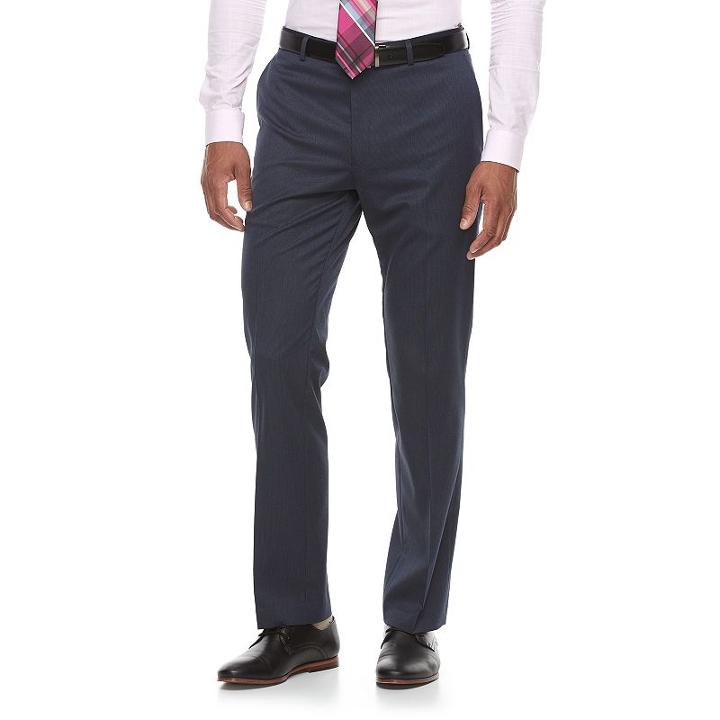 Men's Apt. 9&reg; Slim-fit Stretch Flat-front Suit Pants, Size: 32x30, Blue (navy)