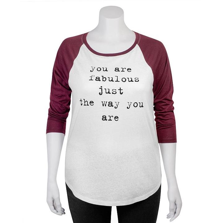 Juniors' Plus Size Grayson Threads Raglan Baseball Graphic Tee, Girl's, Size: 2xl, Beige Oth
