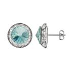 Illuminaire Crystal Silver-plated Halo Stud Earrings - Made With Swarovski Crystals, Women's, Green