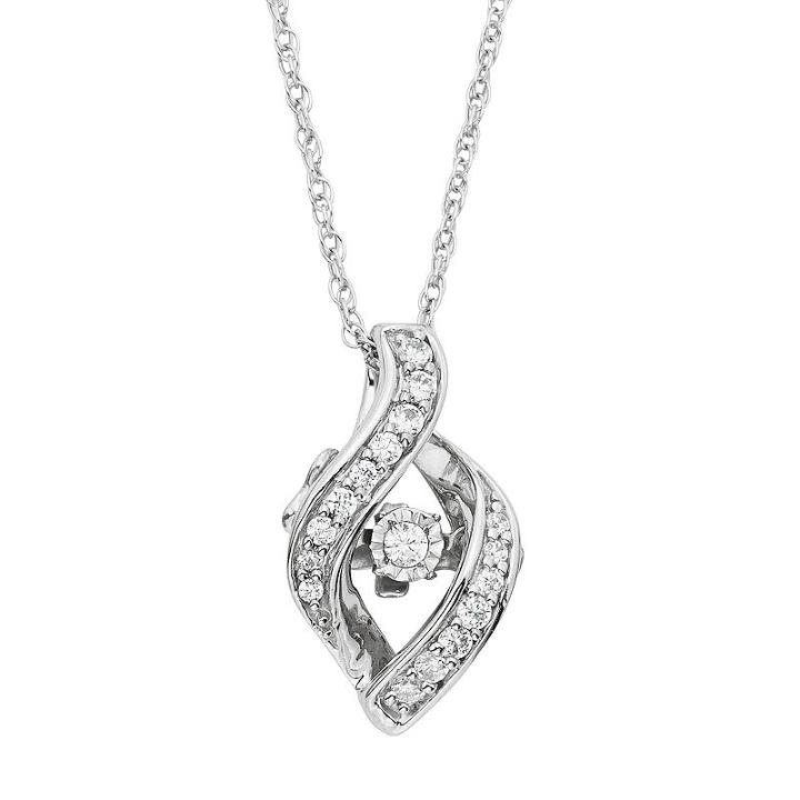 Dancing Love 1/6 Carat T.w. Diamond 10k White Gold Marquise Pendant Necklace, Women's