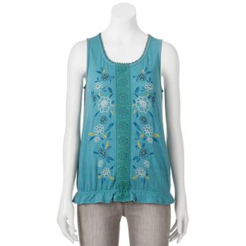Juniors' Live To Be Spoiled Floral Banded Hem Tank, Girl's, Size: Medium, Green Oth