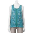 Juniors' Live To Be Spoiled Floral Banded Hem Tank, Girl's, Size: Medium, Green Oth