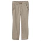 Boys 4-7 Chaps School Uniform Flat Front Twill Pants, Boy's, Size: 7, Beig/green (beig/khaki)