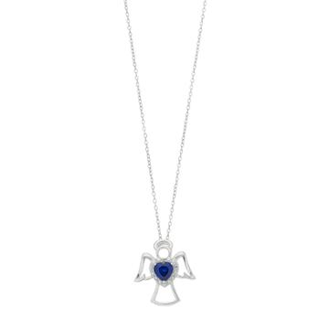Radiant Gem Sterling Silver Lab-created Sapphire Angel Pendant Necklace, Women's, Size: 18, Blue