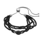 Napier Cubic Zirconia Black Beaded Multi Strand Lariat Bracelet, Women's