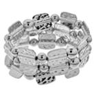 Silver Tone Hammered Stretch Bracelet Set, Women's