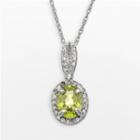 Sterling Silver Peridot And Lab-created White Sapphire Oval Halo Pendant, Women's, Size: 18, Multicolor