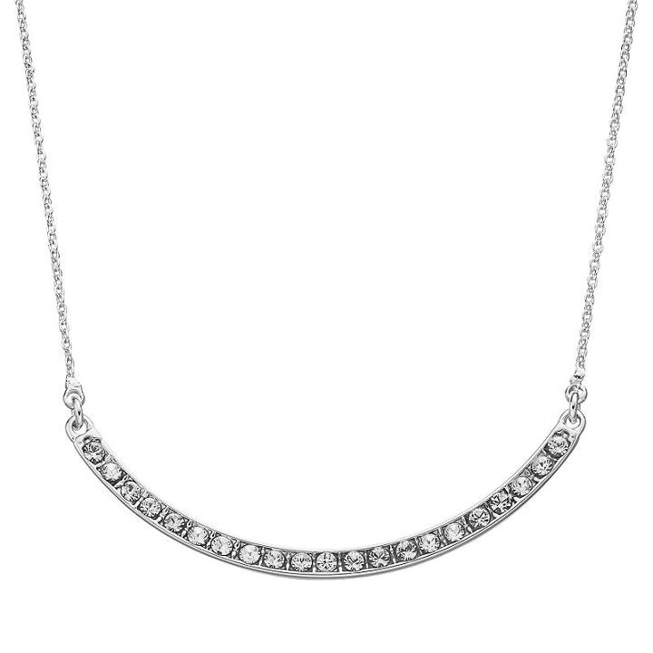 Crystal Collection Crystal Silver-plated Curved Bar Necklace, Women's, Multicolor