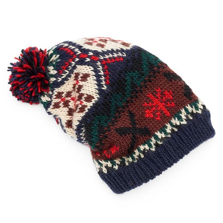Muk Luks Women's Lodge Slouchy Pom Pom Beanie, Blue (navy)