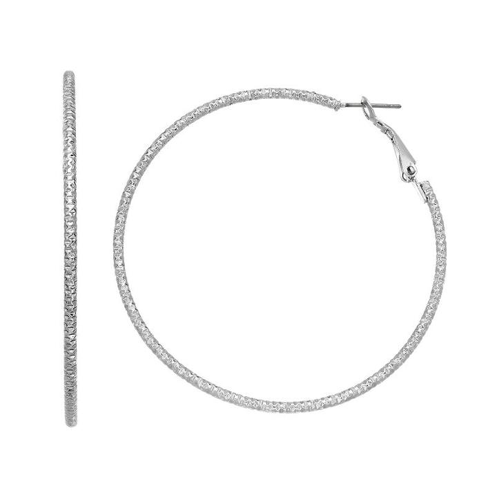 Simply Vera Vera Wang Textured Nickel Free Hoop Earrings, Women's, Silver