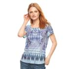 Women's World Unity Printed Scoopneck Tee, Size: Large, Brt Blue