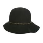 Women's Scala Wool Felt Chain Trim Cloche Hat, Black