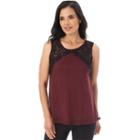 Women's Apt. 9&reg; Solid Floral Applique Tank, Size: Regular, Dark Red