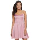 Juniors' Candie's&reg; Satin Skater Dress, Girl's, Size: Large, Light Pink