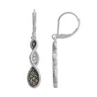 Silver Luxuries Marcasite & Crystal Twist Teardrop Earrings, Women's, Grey