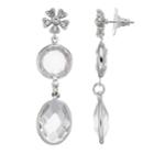 Lc Lauren Conrad Simulated Crystal Flower Nickel Free Drop Earrings, Women's, Silver