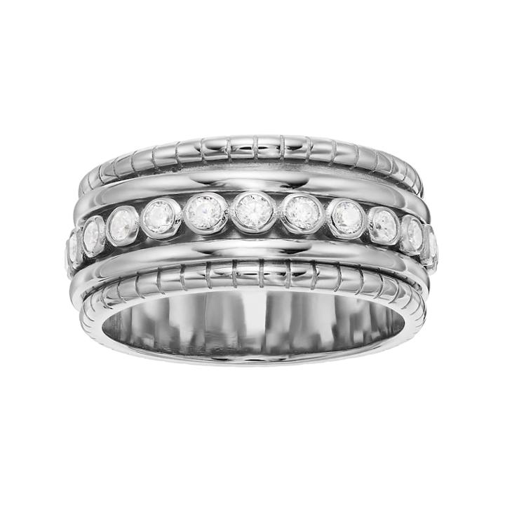 Sterling Silver Cubic Zirconia Bezel Ring, Women's, Size: 7, White