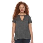 Plus Size Rock & Republic&reg; Cutout Burnout Tee, Women's, Size: 0x, Med Grey
