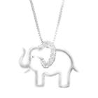 Diamond Classics Sterling Silver 1/10 Carat T.w. Diamond Elephant Pendant, Women's, Size: 18, White