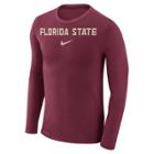 Men's Nike Florida State Seminoles Marled Long-sleeve Dri-fit Tee, Size: Xxl, Red (maroon)
