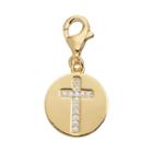 Tfs Jewelry 14k Gold Over Silver Cubic Zirconia Cross Disc Charm, Women's, White
