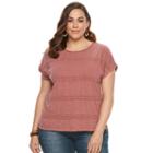 Plus Size Sonoma Goods For Life&trade; Crochet Striped Tee, Women's, Size: 1xl, Med Pink