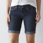 Women's Sonoma Goods For Life&trade; Cuffed Bermuda Jean Shorts, Size: 2, Dark Blue