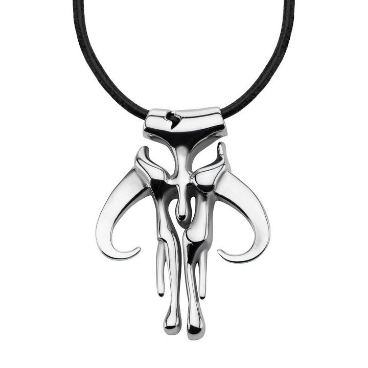 Star Wars Stainless Steel Mandalorian Symbol Pendant Necklace - Men, Size: 22, Grey