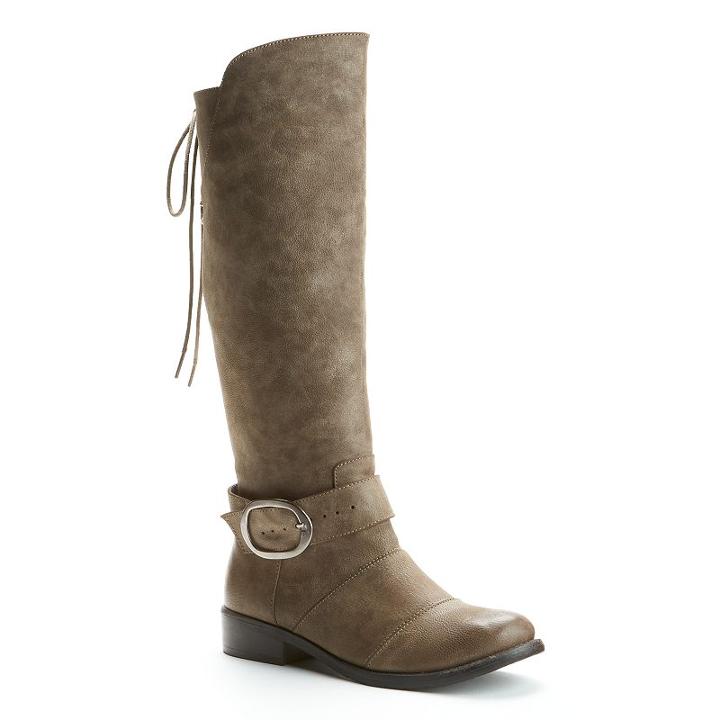 Kisses By 2 Lips Too Too Jive Women's Adjustable Calf Riding Boots, Size: 5.5 Med, Beig/green (beig/khaki)