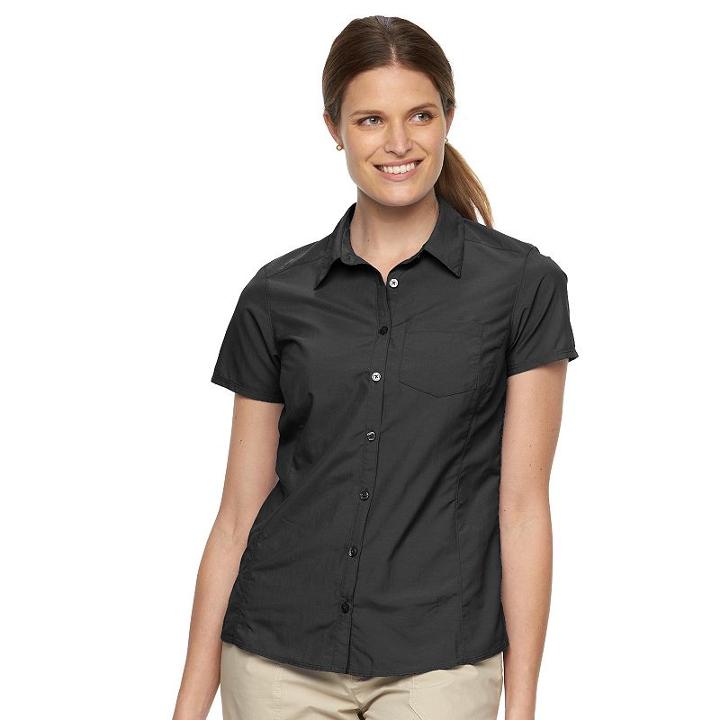 Women's Columbia Amberley Stream Solid Shirt, Size: Medium, Grey (charcoal)