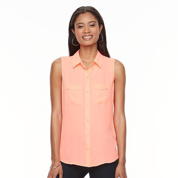Women's Apt. 9&reg; Split-back Sleeveless Blouse, Size: Xxl, Brt Orange