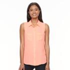 Women's Apt. 9&reg; Split-back Sleeveless Blouse, Size: Xxl, Brt Orange
