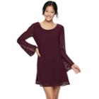 Juniors' Speechless Crochet Sleeve Shift Dress, Teens, Size: Large, Med Purple