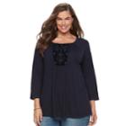 Plus Size Sonoma Goods For Life&trade; Embroidered Top, Women's, Size: 1xl, Blue (navy)