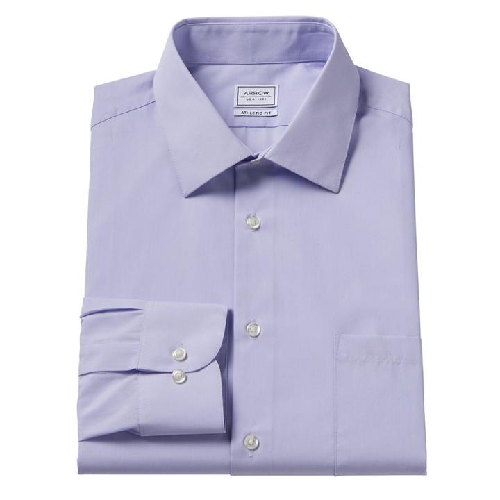Big & Tall Arrow Regular-fit Poplin Wrinkle-free Dress Shirt, Men's, Size: 18 34/5b, White Oth