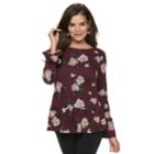 Women's Elle&trade; Peplum Top, Size: Small, Dark Red