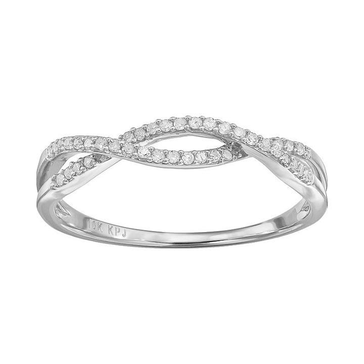1/8 Carat T.w. Diamond 10k Gold Openwork Twist Ring, Women's, Size: 7, White
