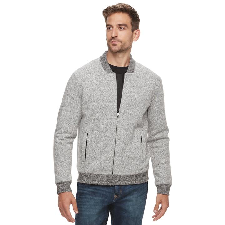 Men's Marc Anthony Slim-fit Foldover Collar Knit Bomber Jacket, Size: Large, Lt Beige