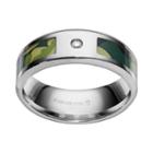 Diamond Accent Stainless Steel Camouflage Stripe Wedding Band - Men, Size: 8, Green