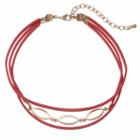 Pink Faux Suede Multi Strand Choker Necklace, Women's, Pink Other
